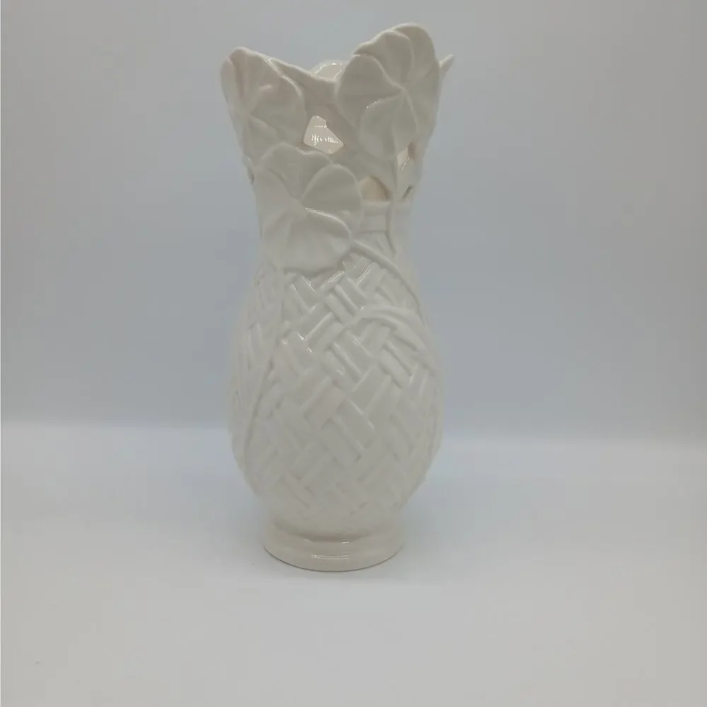 Lenox Basket of Flowers Collection Vase Pansy 9” Ivory Porcelain Retired
